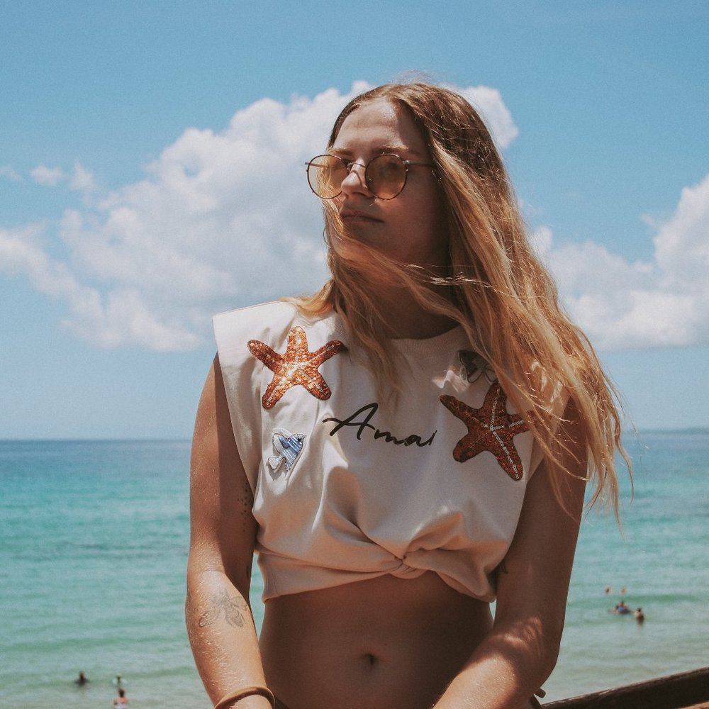 Mermaid Top with Sequins Patches (NEW- Handmade)